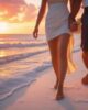 Second Date with a Thai Woman Couple enjoying a second date on a beach